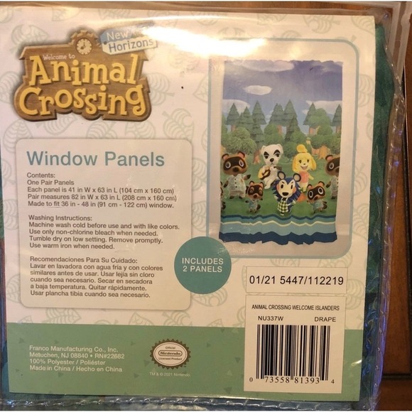 Animal Crossing New Horizons Character Curtains Drape 2 Panels 41x63 - Picture 5 of 5